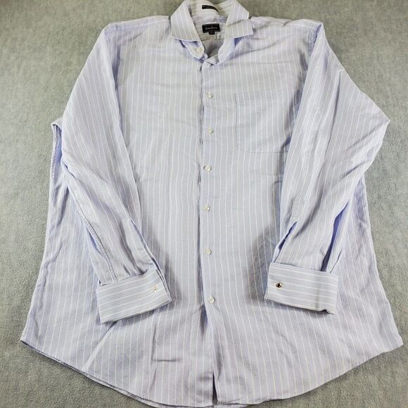 Neiman Marcus Other - Neiman Marcus Shirt Mens Sz 17 34/35 Blue Striped 100% Cotton Dress Button Up